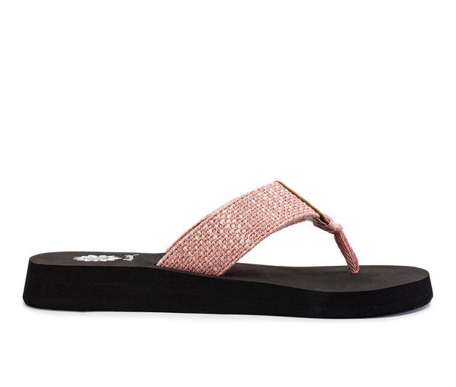 Women's Yellow Box Frayz Flip-Flops in Blush color