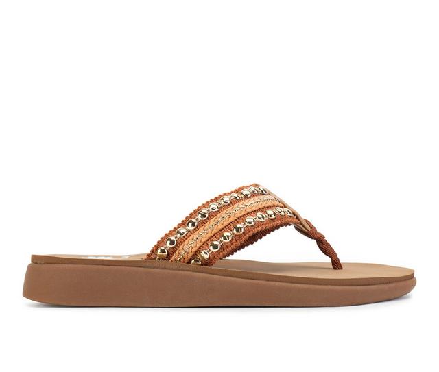 Women's Yellow Box Genevia Flip-Flops in Tan color