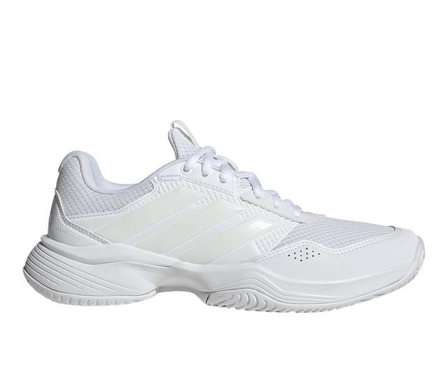 Women's Adidas Game Court 3 Tennis Shoes in White/White color