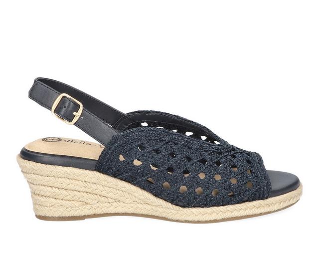 Women's Bella Vita Bethany Wedges in Navy Raffia color