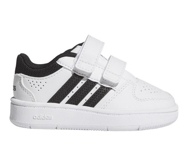 Kids' Adidas Toddler Hoops Classic Sneakers in White/Blk/Blk color