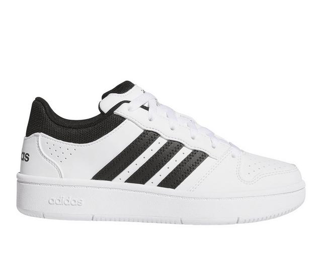 Boys' Adidas Little Kid Hoops Classic Basketball Shoes in Wht/Blk/Grey color