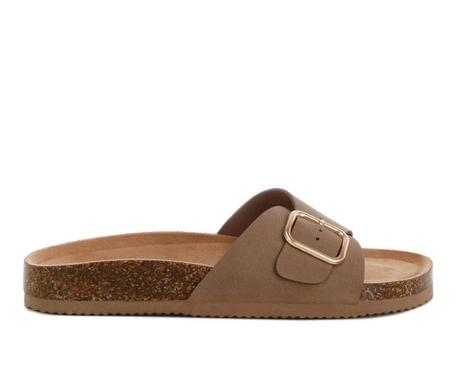 Women's London Rag Aranda Footbed Sandals in Light Taupe color