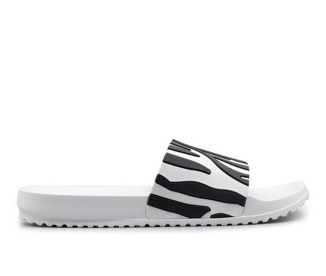 Women's Henry Ferrara Zebra Slides in White color