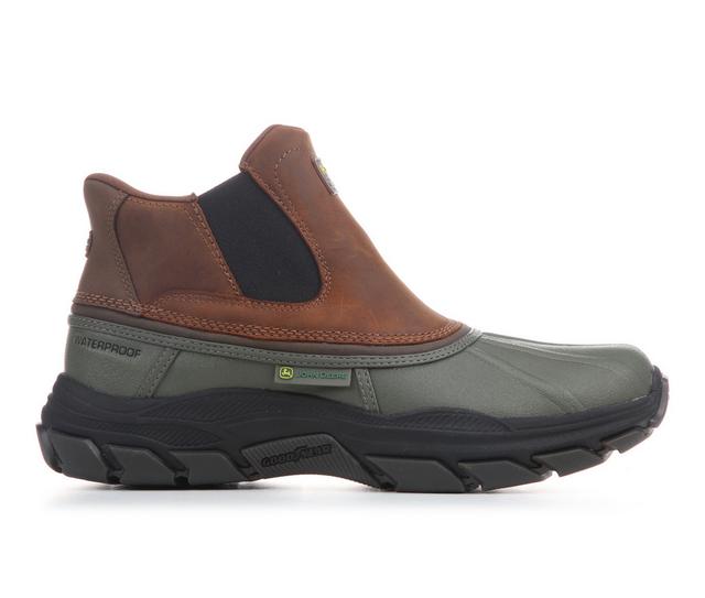 Men's John Deere by Skechers 256133 Langdon Work Boots in Olive/Brown color