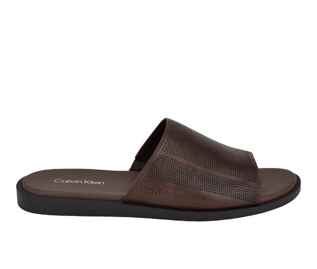 Men's Calvin Klein Espar Slide Sandals in Medium Brown color