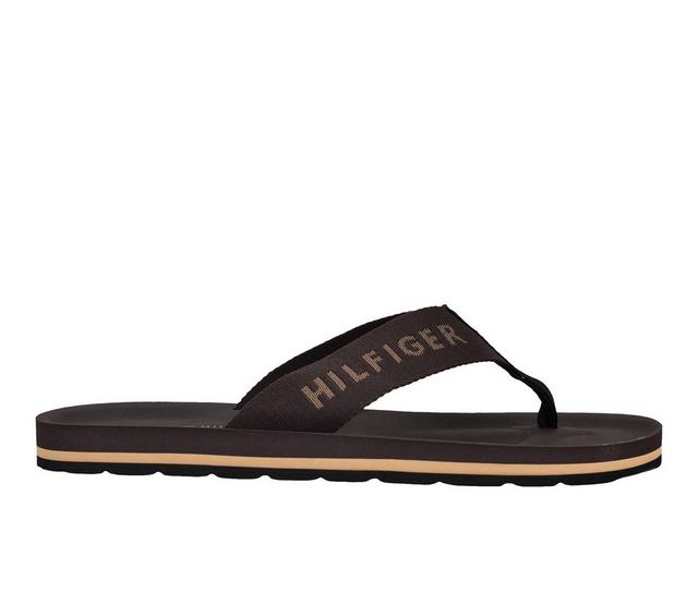 Men's Tommy Hilfiger Oaan Flip-Flops in Dark Coffee color
