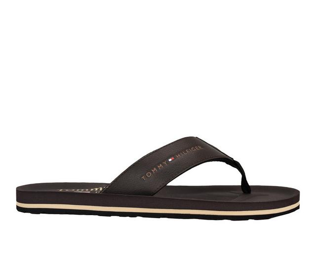 Men's Tommy Hilfiger Odunan Flip-Flops in Dark Coffee color