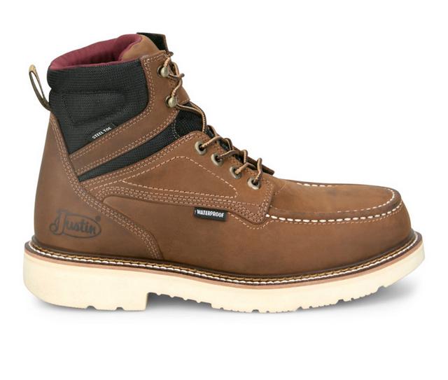 Men's Justin Boots Hardwire 90 Heel Steel Toe Boots Work Boots in Brown color