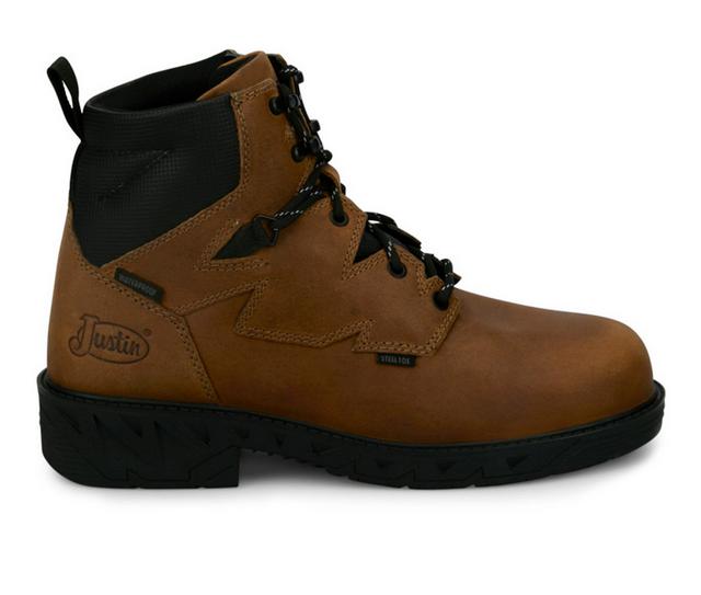 Men's Justin Boots Prodigy 6" Steel Toe Boot PD645 Work Boots in Brown color