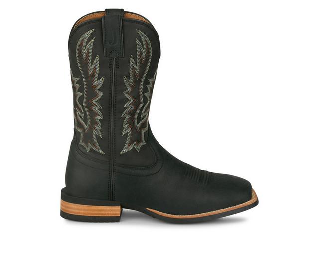 Men's Justin Boots Rustle Stacked Heel Western Boot Cowboy Boots in Black color