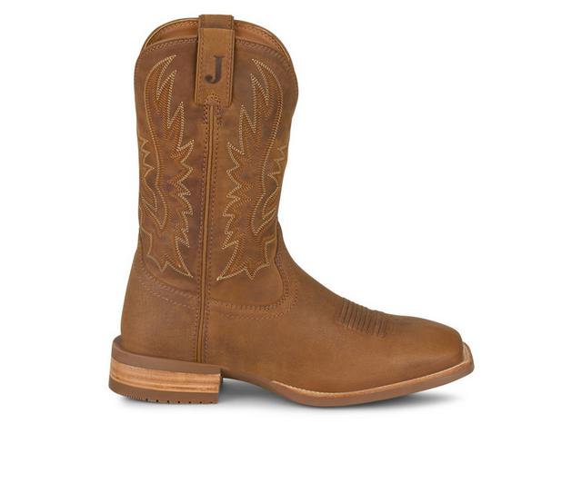 Men's Justin Boots Rustle Stacked Heel Western Boot Cowboy Boots in Brown color