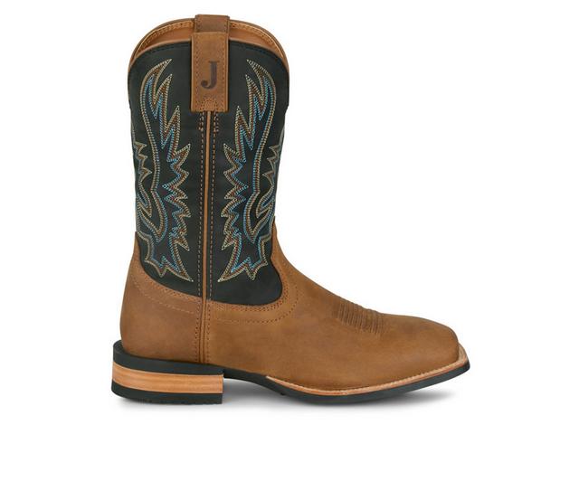Men's Justin Boots Rustle Stacked Heel Western Boot Cowboy Boots in Brown/Black color