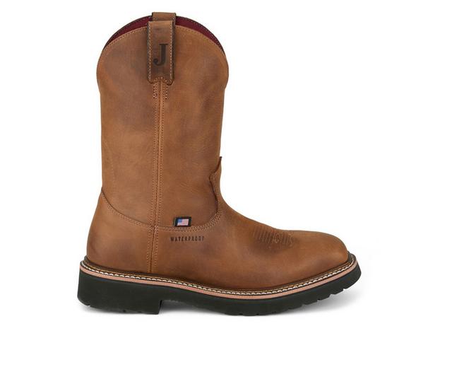 Men's Justin Boots Ames WP Steel Toe Cowboy Boots in Brown color