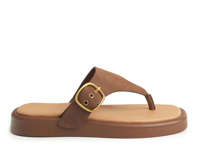 Women's New York and Company Jet Sandals in Brown color