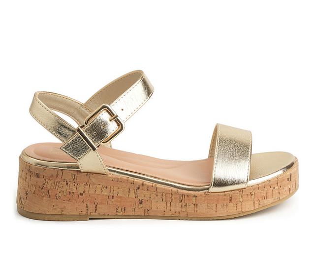 Women's New York and Company Halina Wedges in Gold color