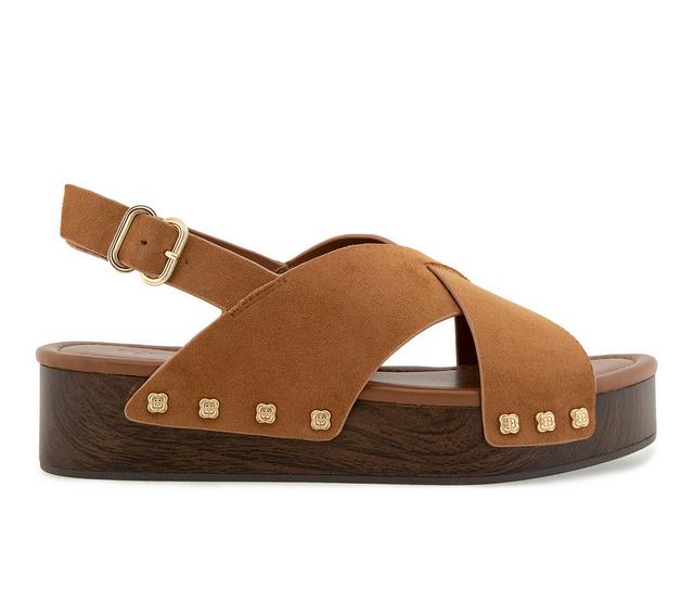Women's Splendid Quadry-Wood Platform Sandals in Caramel color