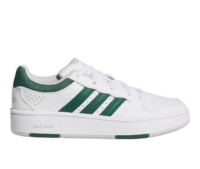 Boys' Adidas Little Kid Hoops Classic Basketball Shoes in Wht/Grn/Gry color