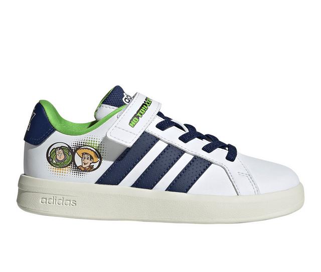 Boys' Adidas Little Kid Grand Court Toy Story Sneakers in Wht/Dk Blue/Wht color