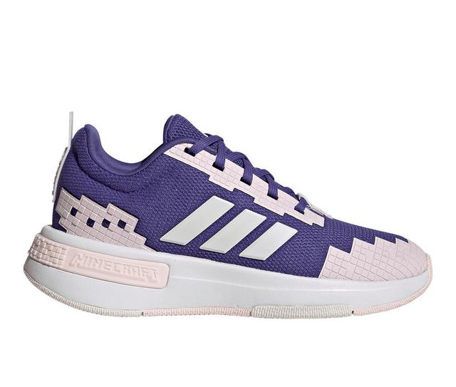 Girls' Adidas Big Kid Minecraft Pro Running Shoes in Purp/Wht/Pink color