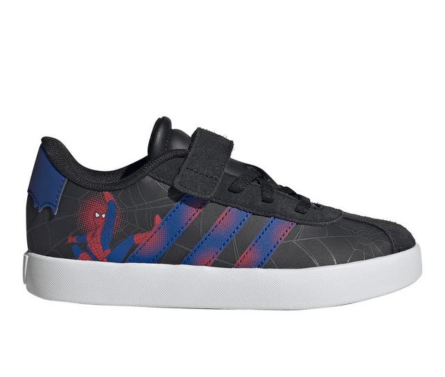 Boys' Adidas Little Kid VL Court Spider EL Sneakers in Bk/Royal/Violet color