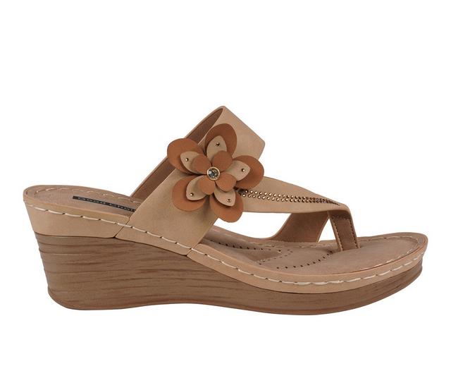 Women's GC Shoes Taryn Wedge Sandals in Tan color