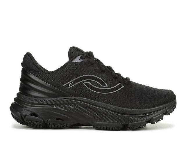 Women's Ryka Devotion Max Slip Resistant Walking Shoes in Black/Black color