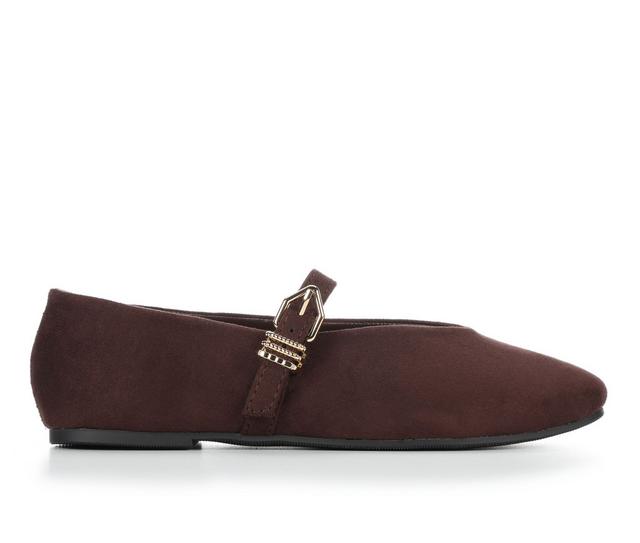 Women's Soda Pandro Flats in Brown Suede color