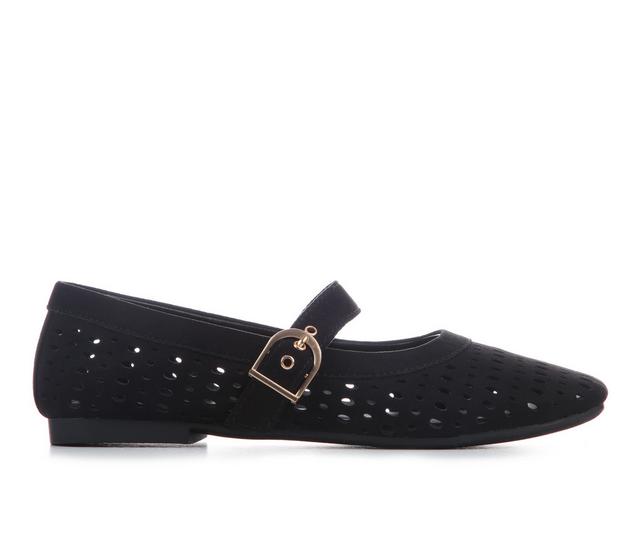 Women's Soda Sheila Flats in Black Suede color