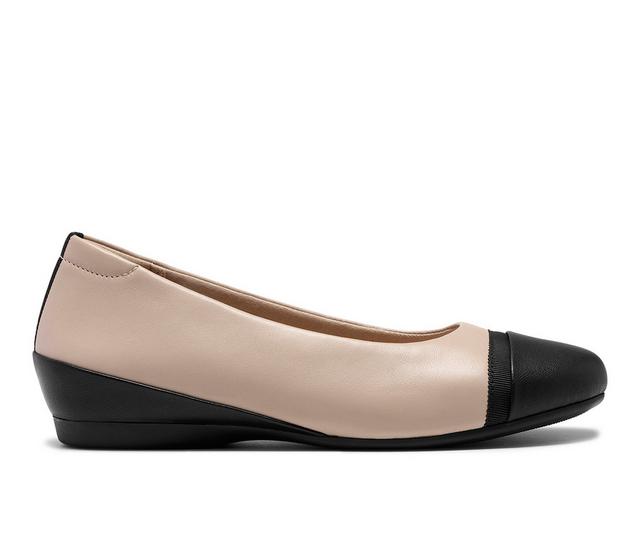 Women's Clarks Cathrynn Dusk Flats in Sand Combi color