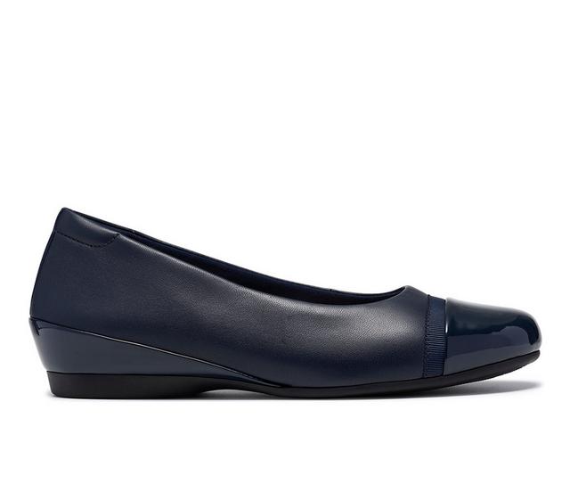 Women's Clarks Cathrynn Dusk Flats in Navy Combi color