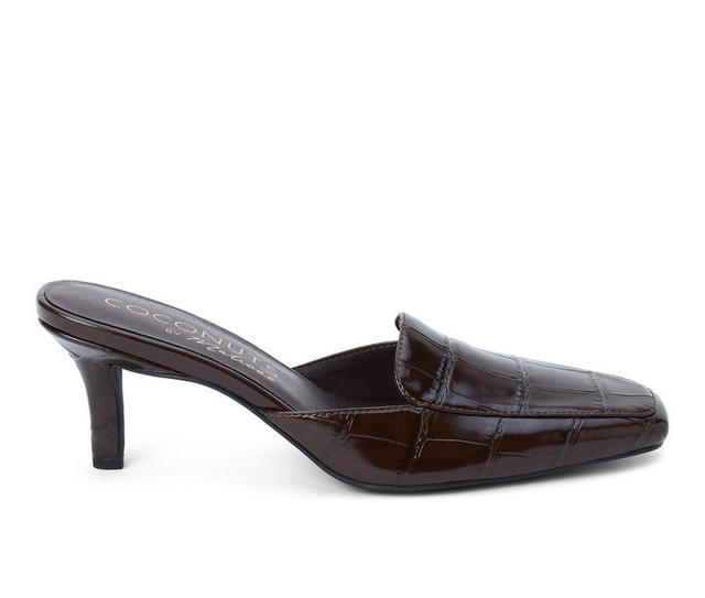 Women's Coconuts by Matisse Davey Heeled Mules in Espresso Croc color