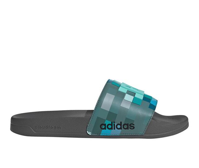 Men's Adidas Adilette Shower Minecraft Sport Slides in Dark Grey color