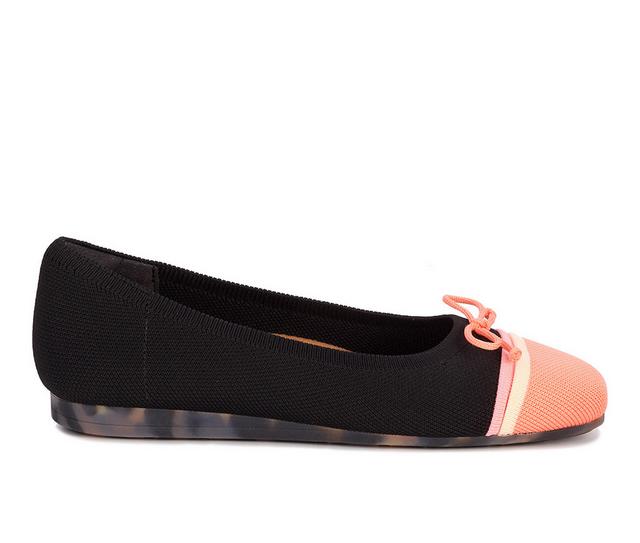Women's Ros Hommerson Noelle Flats in Black/Coral color