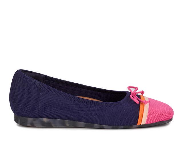 Women's Ros Hommerson Noelle Flats in Navy/Pink color