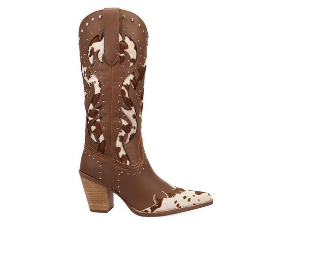 Women's Dingo Boot Untamed Western Boots in Brown Cow Print color