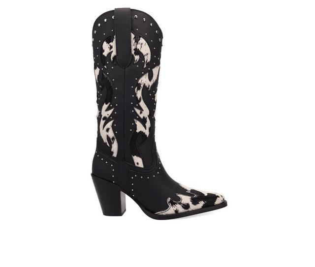 Women's Dingo Boot Untamed Western Boots in Black Cow Print color