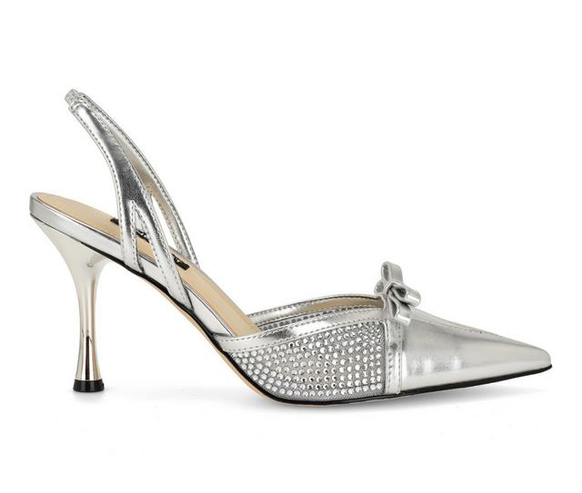 Women's Nine West Padell Heels in Silver color