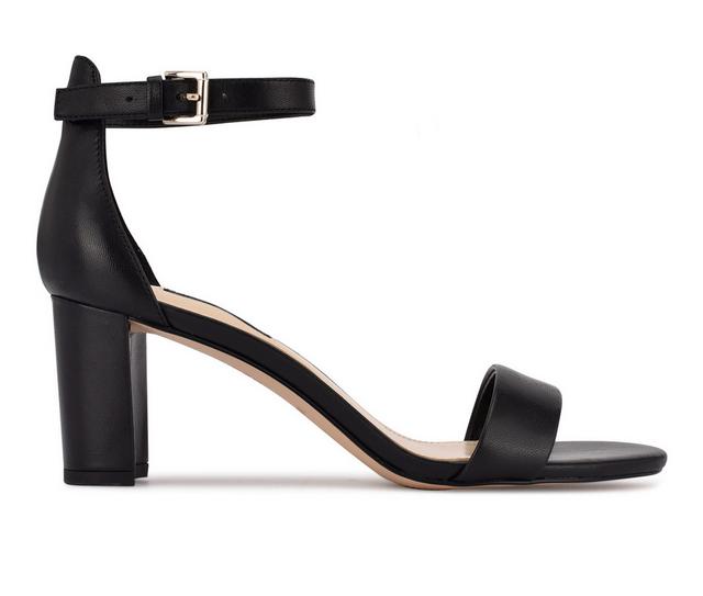 Women's Nine West Penelope Heeled Sandals in Black Patent color
