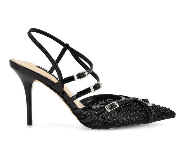 Women's Nine West Pertee Heels in Black Patent color