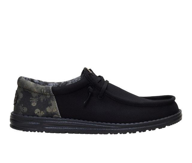 Men's HEYDUDE Wally Funk Distressed Skulls Casual Shoes in Black/Multi color