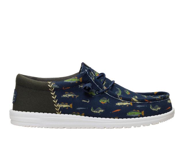Men's HEYDUDE Wally Funk Fishing Casual Shoes in Navy color