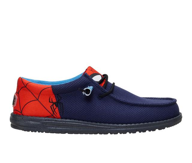 Men's HEYDUDE Spider-Man Casual Shoes in Navy/Red color
