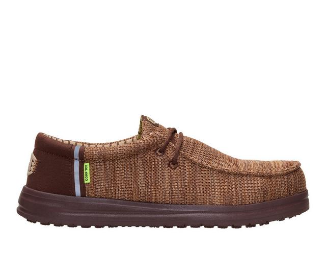 Men's HEYDUDE Wally Work CT Stretch Sox Work Shoes in Brown color
