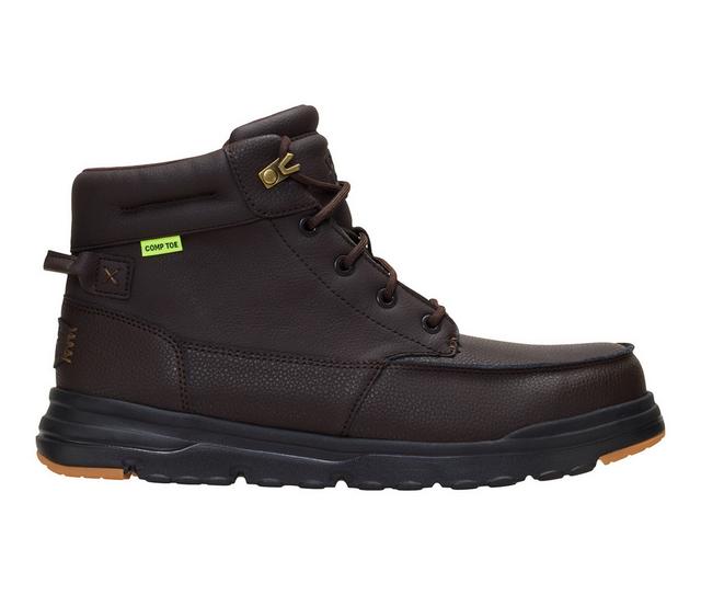 Men's HEYDUDE Bradley II Composite Toe Work Boots in Chocolate color