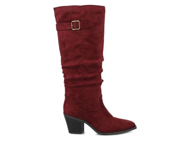 Women's Journee Collection Kaleah Wide Calf Knee High Boots in Oxblood Suede color