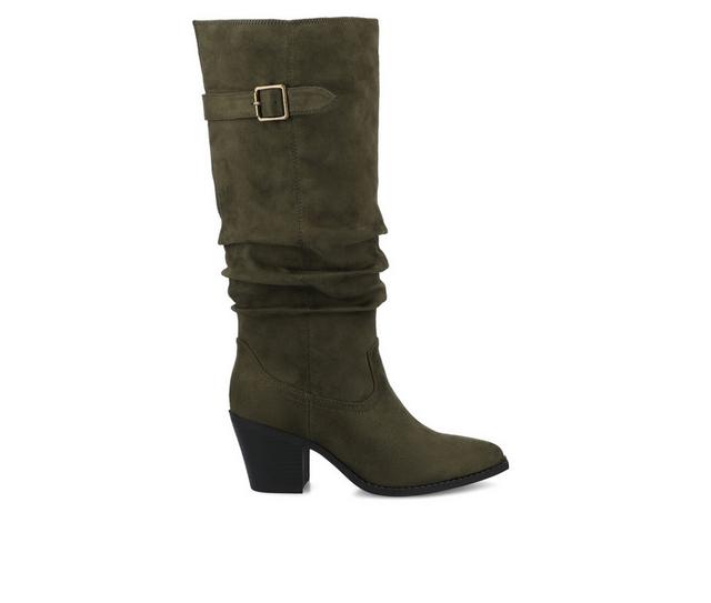 Women's Journee Collection Kaleah Extra Wide Calf Knee High Boots in Olive Suede color