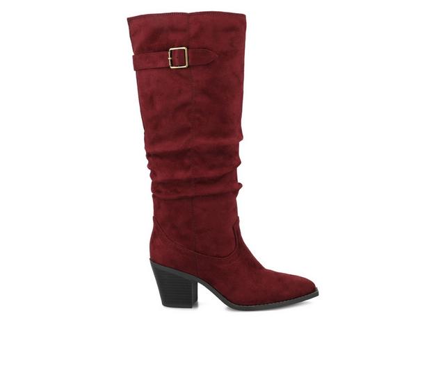 Women's Journee Collection Kaleah Extra Wide Calf Knee High Boots in Oxblood Suede color