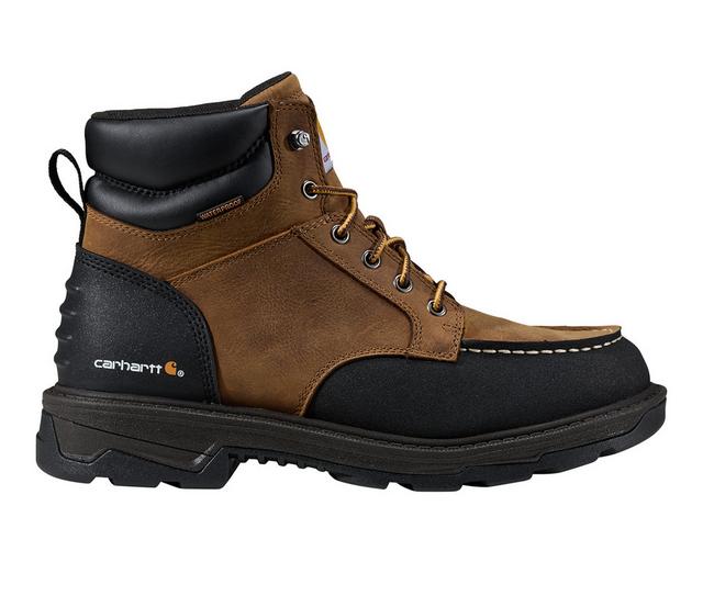 Men's Carhartt Hamilton 6" Waterproof Moc Toe Work Boots in Brown color