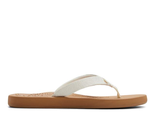Women's Roxy Deeliah III Flip-Flops in Cream color